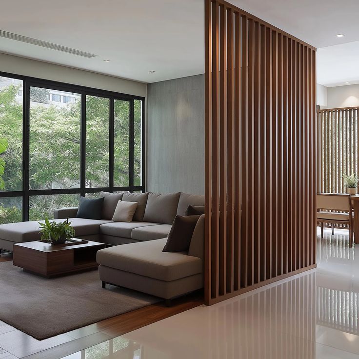 Rotating Wood Slat Room Divider, Solid Red Oak…